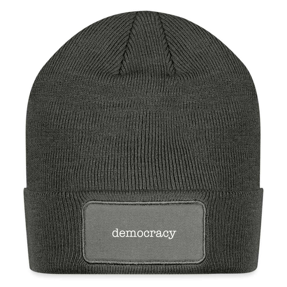 “democracy” Beanie (black) - charcoal grey