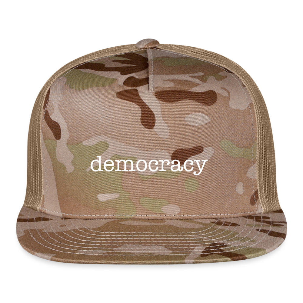 Not-so-subtle “democracy” Truckers Cap - MultiCam\tan