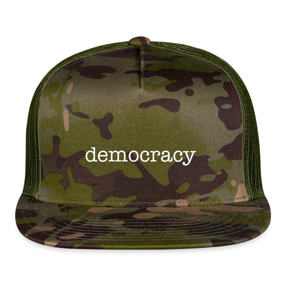 Not-so-subtle “democracy” Truckers Cap - MultiCam\green