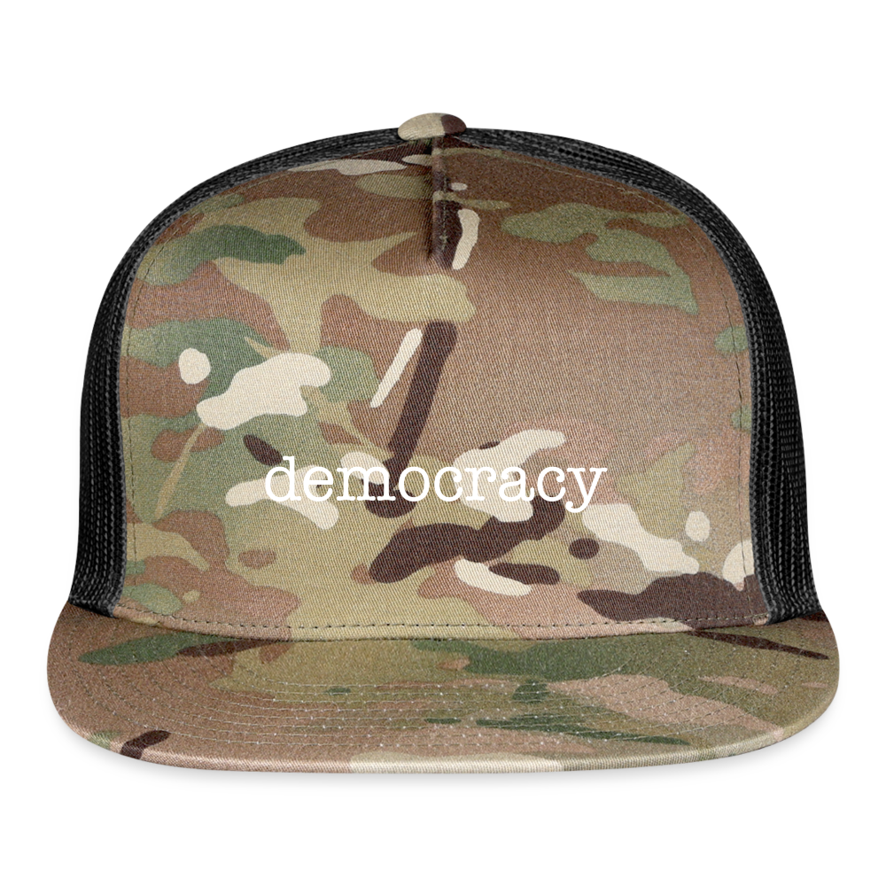 Not-so-subtle “democracy” Truckers Cap - MultiCam\black